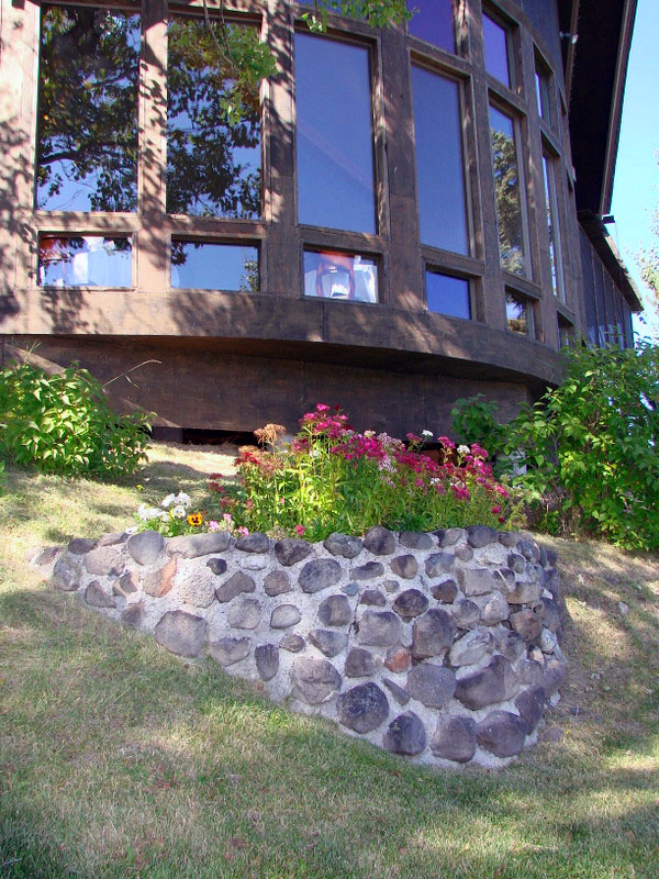 Dining Room with rock garden